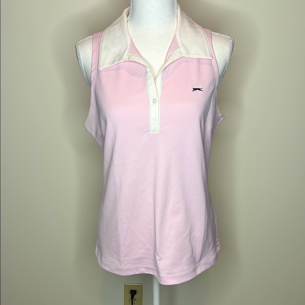 Slazenger Pink Sleeveless Collared Performance Wear Top. XL